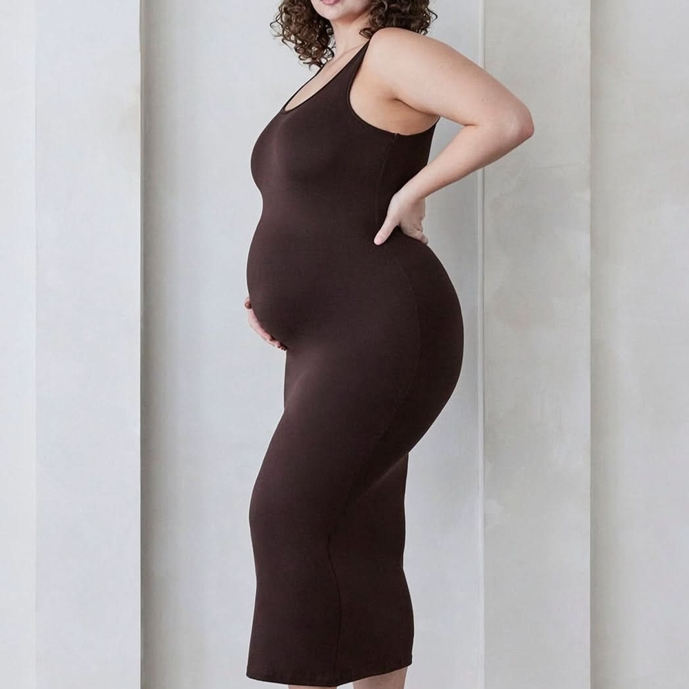 Bumpsuit Maternity Brown Sleeveless Midi Dress